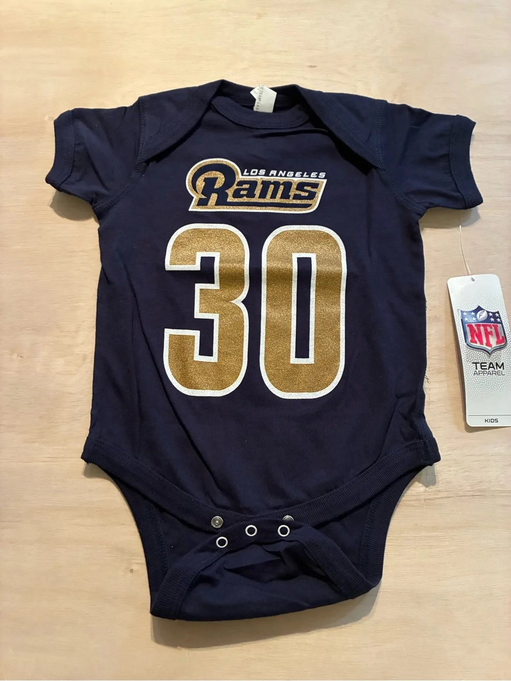 NFL Baby Los Angeles Rams Onesie 12 Month Navy Blue 100% Cotton
